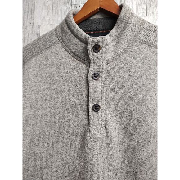 G. H. Bass & Co. Man Gray Pullover Sweater Size XLarge long sleeves Button up - Picture 3 of 10
